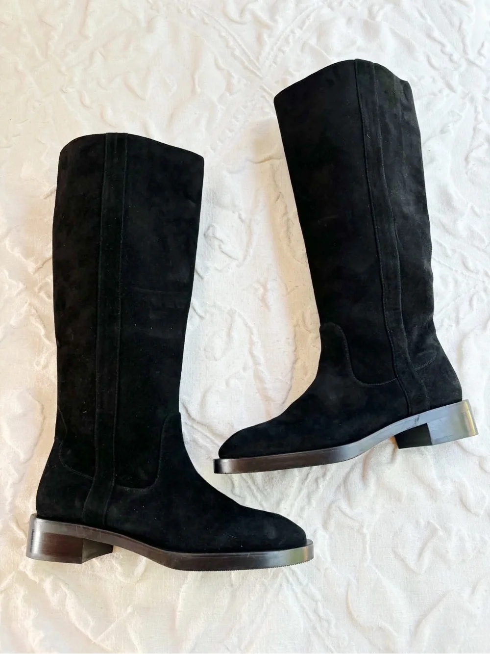 Stuart Weitzman Black Suede Tall Boots Size 6.5 New